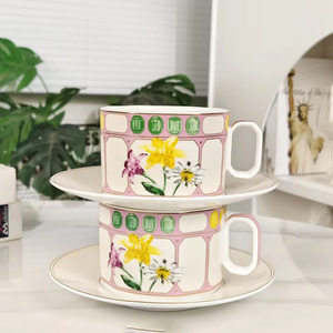 Taza de Café de Cerámica para la Hora del Té, Regalo de Boda para el Hogar u Oficina, Taza Redonda Duradera de Cerámica para Parejas, Juego de Taza y Plato - Product Image 2