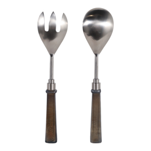 Set di utensili da cucina classici con manico lungo in acciaio inossidabile e manico in legno, design moderno - Product Image 4