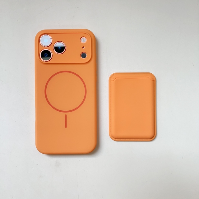 Luxury Design Minimalist Solid Color Silicone Magnetic Phone Case for iPhone 17 Pro Max With Card Sleeve Mobile Phone case 17Air