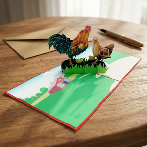 Meilleure Vente : Carte en Papier 3D Lavable Personnalisée, Motif Famille de Poulets, Artisanat Vietnamien Fait Main, Papier Animal pour la Saint-Valentin - Product Image 3