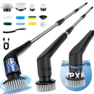 แปรงทำความสะอาดไฟฟ้าอเนกประสงค์ 12 หัวเปลี่ยนได้ ด้ามจับยาวแบบยืดหดได้ เครื่องมือทำความสะอาดพื้นบ้านและห้องครัวแบบล้ำลึก - Product Image 1