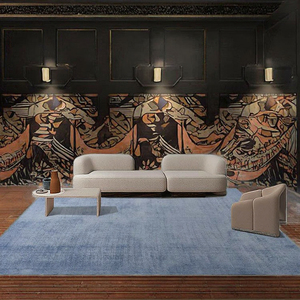 Tapis de salon moderne en laine, fabriqué à la machine, couleur unie, rembourré, lavable, antidérapant, compatible avec les animaux domestiques, avec support en jute, pour usage domestique, chambre à coucher - Product Image 3