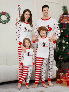 Wholesale Elegant Family <strong>Christmas</strong> <strong>Pyjamas</strong> Set Print Long Sleeve Top Trousers Matching Soft Breathable Knitted Pajamas - Product Image 5
