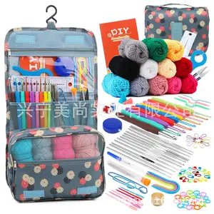 130 crochet complete kit DIY hand knitting needle and thread including acrylic thread storage bag TPR crochet set