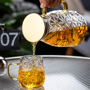 Tianxing Glass Water Pitcher <b>Set</b> 1800Ml With 350Ml Cup <b>Beverage</b> <b>Serving</b> <b>Set</b> High Temperature Resistant Elegant Design - Product Image 4