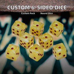 Dés en acrylique personnalisés D6, dés à six faces pour jeux de société, points jaunes et rouges - Product Image 2