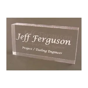 Plaque d'identification de comptoir en acrylique transparent personnalisé Plaque d'identification de bureau transparente en acrylique Panneau de signalisation Logo Bloc de marque