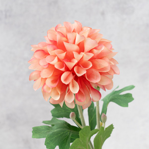 Fleur artificielle en soie Dahlia à tige unique de style européen, feuilles pour décoration de cérémonie de mariage, salon, table à manger, arrangement floral - Product Image 5