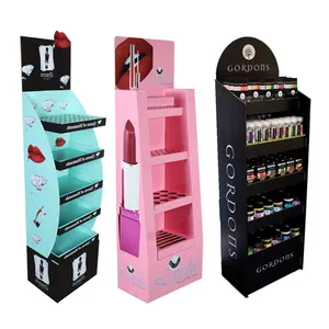 Innovative Corrugated Floor Standing Cosmetics Display Cardboard Stands