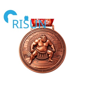 Production en gros d'usine OEM, médailles de récompense sportives personnalisées de style japonais, médailles de lutte sumo personnalisées avec ruban, toutes formes - Product Image 3