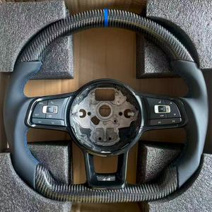   Volante Deportivo de Fibra de Carbono con Alambre Negro y Dorado Forjado <span class=keywords><strong>GTI</strong></span>, Piezas de Mejora Modificadas para Golf MK7 MK8 - Product Image 1