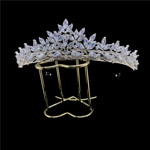 RE3628 Zircon <strong>Bridal</strong> Tiara Sparkling Copper Cubic Zirconia Wedding Headband Princess <strong>Hair</strong> <strong>Bands</strong> - Product Image 3