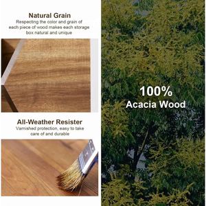 Cesta de almacenamiento compartimentada de doble capa de madera con asa para frutas, verduras y uso en la cocina, 35.5x25.4x25.9cm - Product Image 4