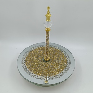 Support à gâteaux et coupelles à fruits en verre écologique FOSUN, design rotatif avec tête en métal, pour mariage et décoration intérieure, plateaux personnalisables - Product Image 6