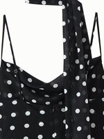Robe Chic Personnalisée Halter Sans Manches à Pois Noire Robe d'Été Élégante à Volants Décontractée Robe de Soirée Élégante pour Femme