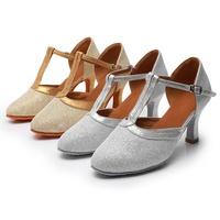 Argent brillant femmes cuir talons hauts Salsa cours de danse latine moderne salle de bal Jazz chaussures de danse peau de vache doublure supérieure Satin
