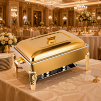 Chauffe-Plat de Luxe HADI pour Buffet d'Hôtel, Doré Blanc, Nouveau Design, 6L, Idéal pour Mariages et Fêtes