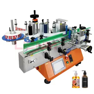 LIENM 공장 세미 자동 물 라운드 유리 병 수동 스티커 인쇄 라벨 기계