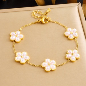 Flower Pearl Gold Plated Necklace <b>Bracelet</b> Earrings <b>Set</b> Women's Jewelry Gift Fashion Accessories - Product Image 3
