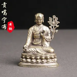 纯黄铜藏佛萨迦a祖贡甘英布佛像祭拜用仿古青铜装饰的雕像
