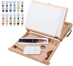 Ensemble de peinture et de <span class=keywords><strong>dessin</strong></span> pour enfants, 23 pièces, fournitures artistiques, <span class=keywords><strong>chevalet</strong></span> en bois, toile, peinture - Product Image 2
