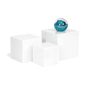 Tùy chỉnh 10cm Glossy trắng 10cm Acrylic Cube hiển thị Riser hộp đối với trang sức - Product Image 1