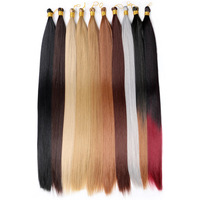 Extensions de cheveux synthétiques au crochet en fibre haute température, lisses, double trame, toutes couleurs, teintables, densité 180%-200%