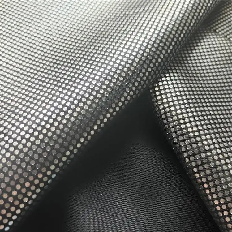 Cheap price Stock High quality silver coated taffeta material Dot bronzing silver fabric