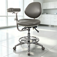 Tabouret d'assistant dentaire à 3 leviers de réglage, accoudoir unique, mousse moulée haute densité, plusieurs options de couleurs pour clinique dentaire