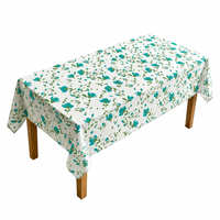 Nappe Rectangulaire Blanche Teal Florale en PEVA Moderne Personnalisable Écologique Imperméable et Anti-Huile 54x108 Pouces pour Mariage