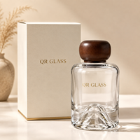 Bouteille en verre vide transparente ronde pour diffuseur de parfum avec bâtonnets en rotin, flacon d'aromathérapie en verre