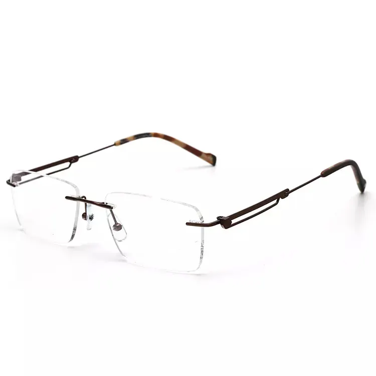 Wholesales Ultra Lightweight Designer Titanium Rectangle Rimless Slim Optical Glasses Frame For Women