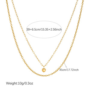 Collana a Strati TD Punk Hip Hop, Placcata in Oro 18K, Cuore in Acciaio Inossidabile, Doppia Catena, Gioielli alla Moda <span class=keywords><strong>per</strong></span> Donne - Product Image 4