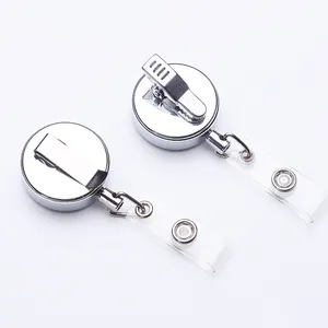 32mm Silver Metal Retractable Badge Reel ID Name Card Alligator Buckle Clip Swivel Spring Clip For Badge Holding And Accessories