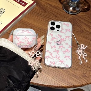 Bonita funda protectora de lazo rosa para Apple para <span class=keywords><strong>AirPods</strong></span> 4ª Generación Y Pro <span class=keywords><strong>2</strong></span>/3ª generación <span class=keywords><strong>Compatibilidad</strong></span> de material TPU - Product Image 2