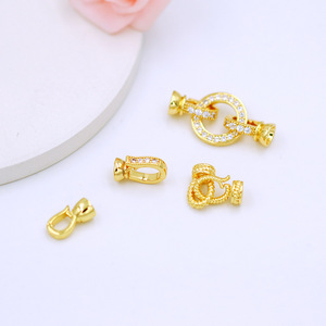 Fermoir de collier en forme de huit plaqué or 18 carats serti de zircons, accessoire de connexion pour bracelet plaqué or véritable, fait main DIY - Product Image 1