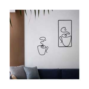 Arte de Pared Pequeño Personalizado de Hierro con Diseño de Taza de <span class=keywords><strong>Café</strong></span> para Decoración Rústica del Hogar, Diseño Abstracto con Artesanía de Curvado para Colgar en la Pared - Product Image 2