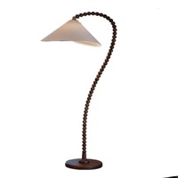 Lampadaire LED de style rétro moderne, réglable en hauteur, lumière blanc chaud, en fer et bois, T4012