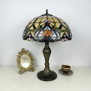 Longhuijing 16inch Stained Glass LED Table Lamp Dome Simple Eco-Friendly Yellow Mediterranean Design Bedroom Home <b>Decoration</b> - Product Image 4