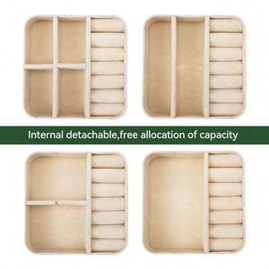 Organizador de joyas de viaje, almacenamiento, venta directa de fábrica, caja de cartón, collar de madera, pendiente, joyero de terciopelo con logotipo de lujo - Product Image 4