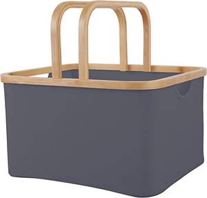 Cesta de Almacenamiento Grande con Asas Plegables de Bambú, Caja de Tela Oxford para Picnic, Compras, Almacenamiento en el Automóvil, Rectangular - Product Image 1