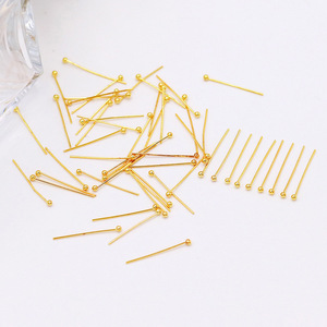 18k/14k gold-plated color-preserving <b>beaded</b> pins, 0.5/0.6mm, handmade copper <b>beaded</b> pins for DIY jewelry making, B25. - Product Image 4
