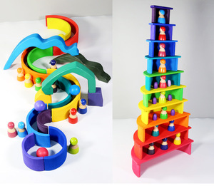 Bambino Grande Arcobaleno di legno Stacker Giocattoli In Legno Per Bambini Creativo Arcobaleno Building Blocks Montessori Giocattolo Educativo Per Bambini - Product Image 5
