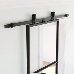 Panel de Puerta Corredera de Estilo Francés con Marco Negro, Marco de Acero y Fibra de Vidrio, Puerta Corredera de Vidrio con Aislamiento Acústico, Kit de Herrajes para Dormitorio - Product Image 3