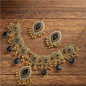 Conjunto de joyería India Bohemia para mujer, pendientes Jhumka de aleación, collar para fiestas de boda, accesorios, gran regalo - Product Image 5