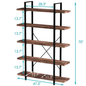 Estantería <span class=keywords><strong>de</strong></span> libros <span class=keywords><strong>de</strong></span> diseño europeo, <span class=keywords><strong>de</strong></span> madera, Industrial, <span class=keywords><strong>escalera</strong></span> <span class=keywords><strong>de</strong></span> 5 niveles, hecha con marco <span class=keywords><strong>de</strong></span> acero - Product Image 5