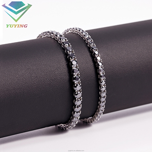 <b>Black</b> Moissanite Tennis <b>Chain</b> 925 Silver <b>Black</b> Rhodium Plated Hip Hop Bracelet Necklace for Men Women - Product Image 3
