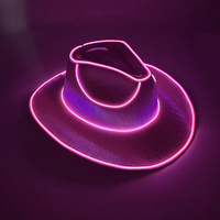 Chapeau de cowboy de fête au néon coloré Halloween en gros chapeaux de cowgirl unisexes avec lumière laser LED