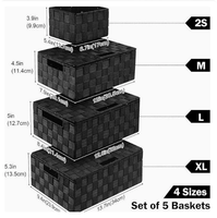 Boîte de rangement de 34 cm avec poignées, 5 paniers pour salle de bain, chambre, cuisine, étagères, cosmétiques, papier toilette