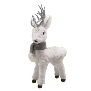 Wholesales Custom 20" Christmas Home Decor Xmas Handmade White Artificial Fur Deer Ornaments